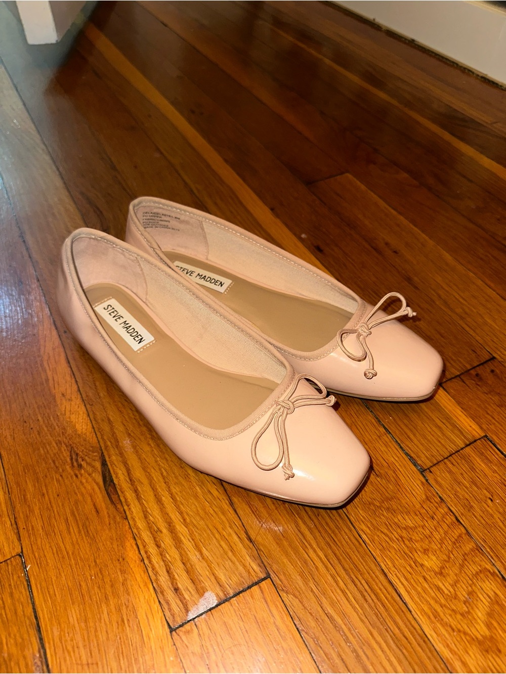 Steve Madden Blush Pink Square-Toe Ballet Flats with Bow